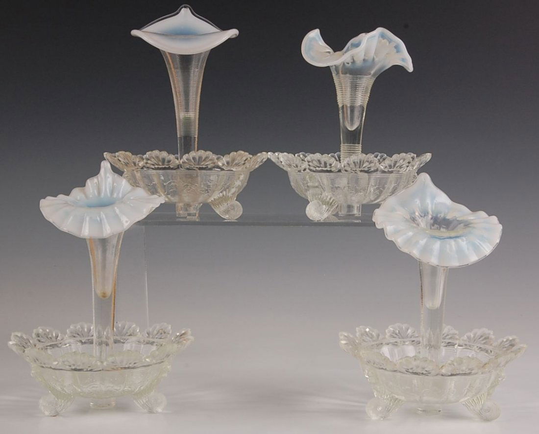 FOR SMALL UNUSUAL VICTORIAN OPALESCENT EPERGNES: Measure 6.5 x 5 inches.