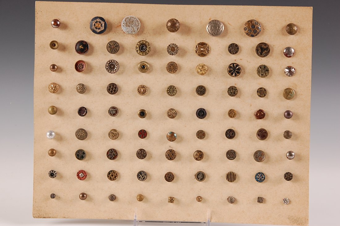 THREE CARDS OF VICTORIAN FIGURAL METAL BUTTONS: Measure 1/2 inch range