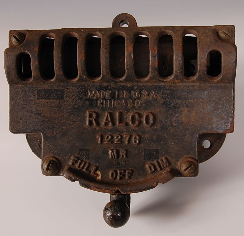 RALCO RAILROAD SWITCH: Number 12276. Full, off and dim positions. Measures 7 x 7.5 x 2 inches.