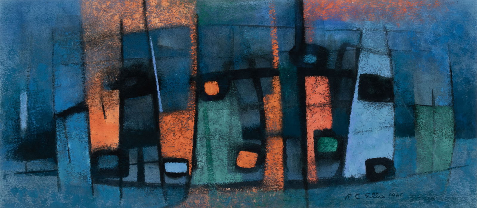 ROBERT ELLIS (1923-1979) MIXED MEDIA ABSTRACT ON PAPER (1 of 12)