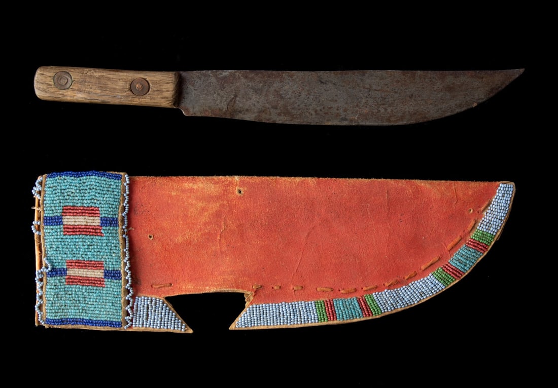 A NORTHERN PLAINS BEADED KNIFE SHEATH CIRCA 1880 (1 of 12)