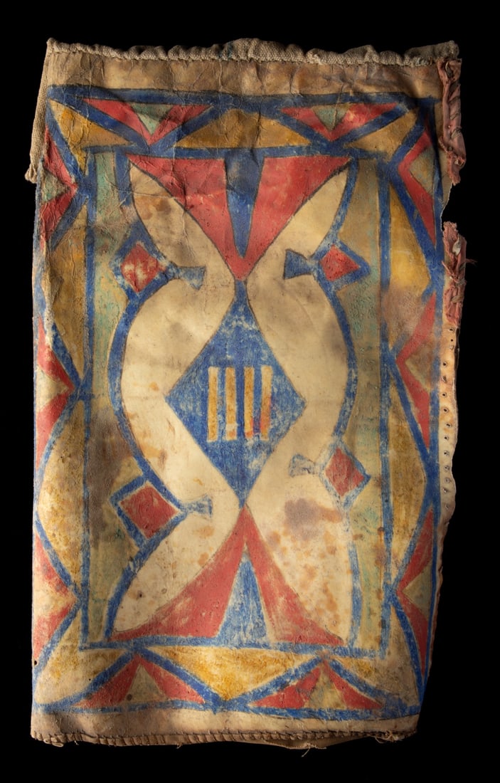 AN 1870s PARFLECHE ELLIPTICAL CASE WITH CANVAS TOP (1 of 15)