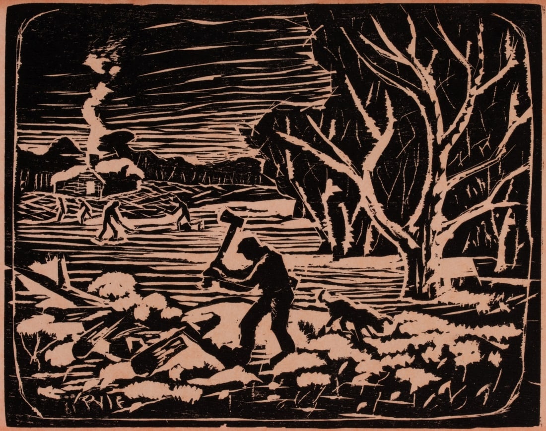 AARON PYLE (1903-1972) UNUSUAL BLOCK PRINT (1 of 10)