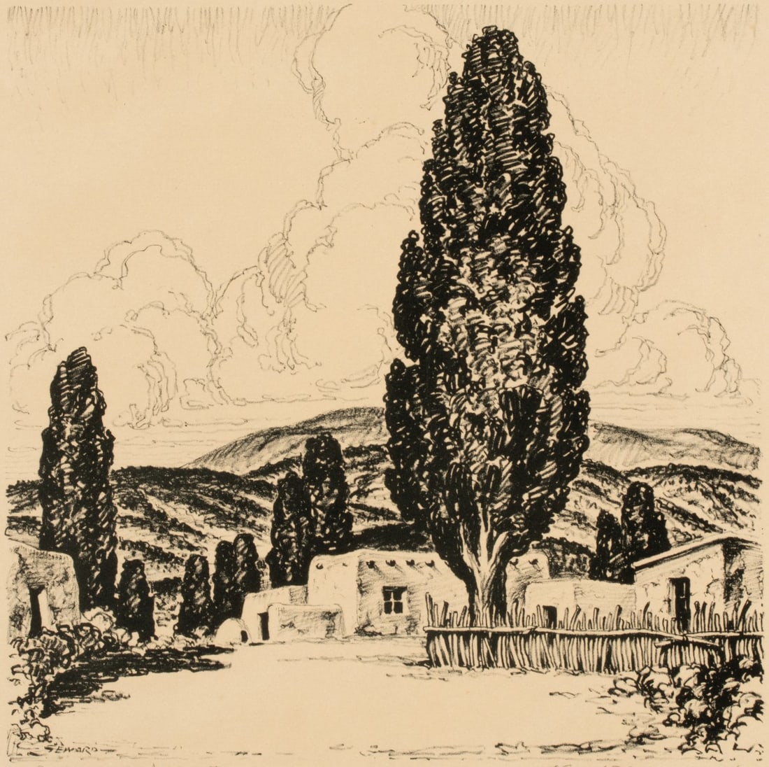 COY AVON (C.A.) SEWARD (1884-1939) PENCIL SIGNED LITHO (1 of 12)