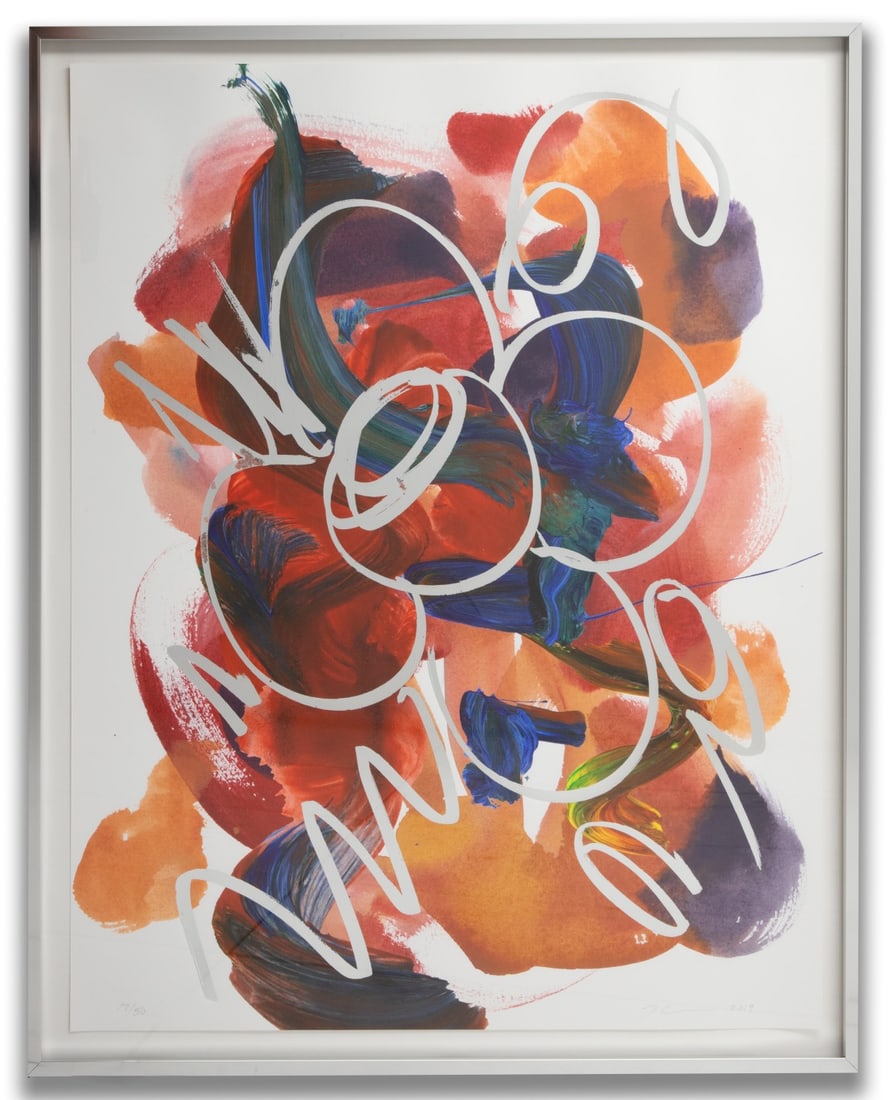 JEFF KOONS (Born 1955) PENCIL SIGNED PRINT: Jeff Koons (Born 1955) Flower Drawing 17/50 2019 The archival pigment print with silver foil and varnish overlay is signed and dated by the artist in pencil below the composition lower right and numbe