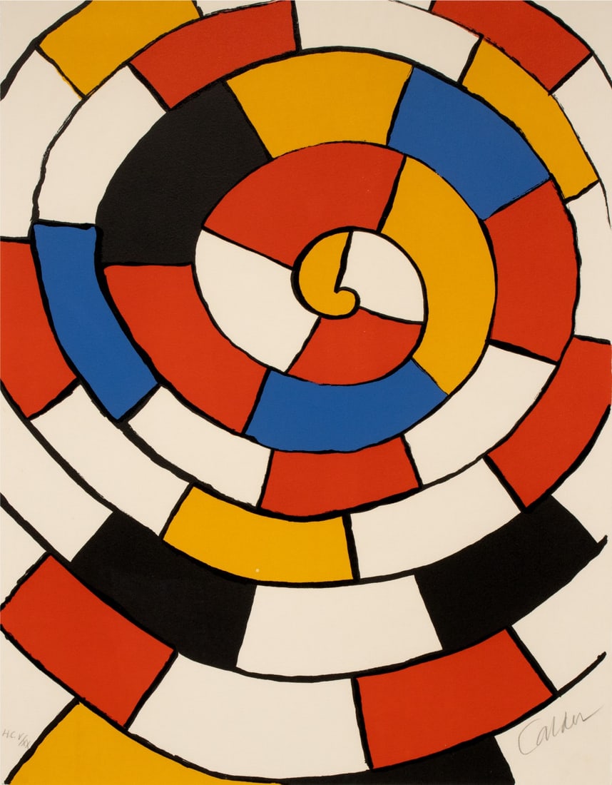 ALEXANDER CALDER (1898-1976) PENCIL SIGNED TRIAL PROOF: Alexander Calder (1898-1976) Spiral 1970 The lithograph in colors is signed by the artist lower right and inscribed H.C. V/XX, confirming that this print is one of 20 artist-reserved, non-commercial t