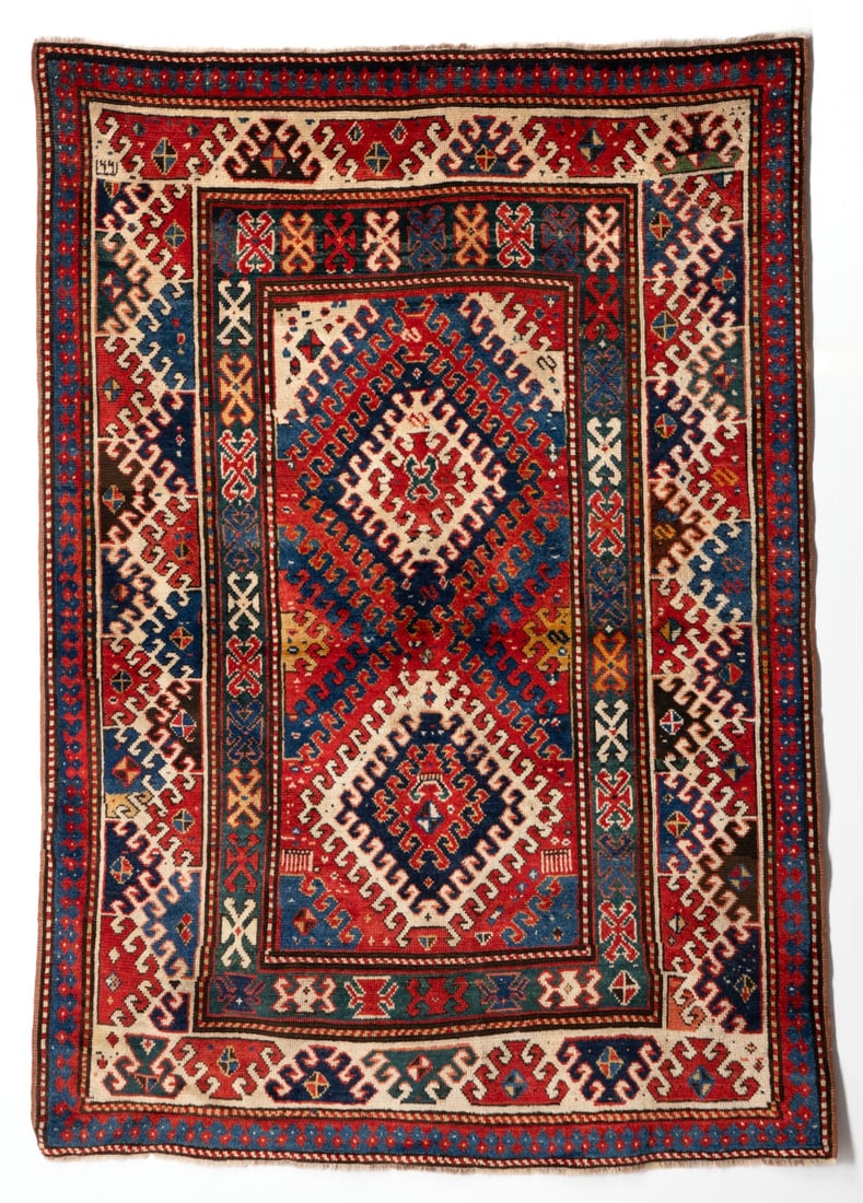 A BORDJALOU KAZAK RUG WITH WOVEN DATE OF 1220 (1 of 17)