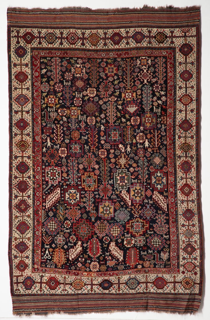 FINE, UNUSUAL QASHQAI SHEKARLU RUG LAST QUARTER 19TH C. (1 of 20)
