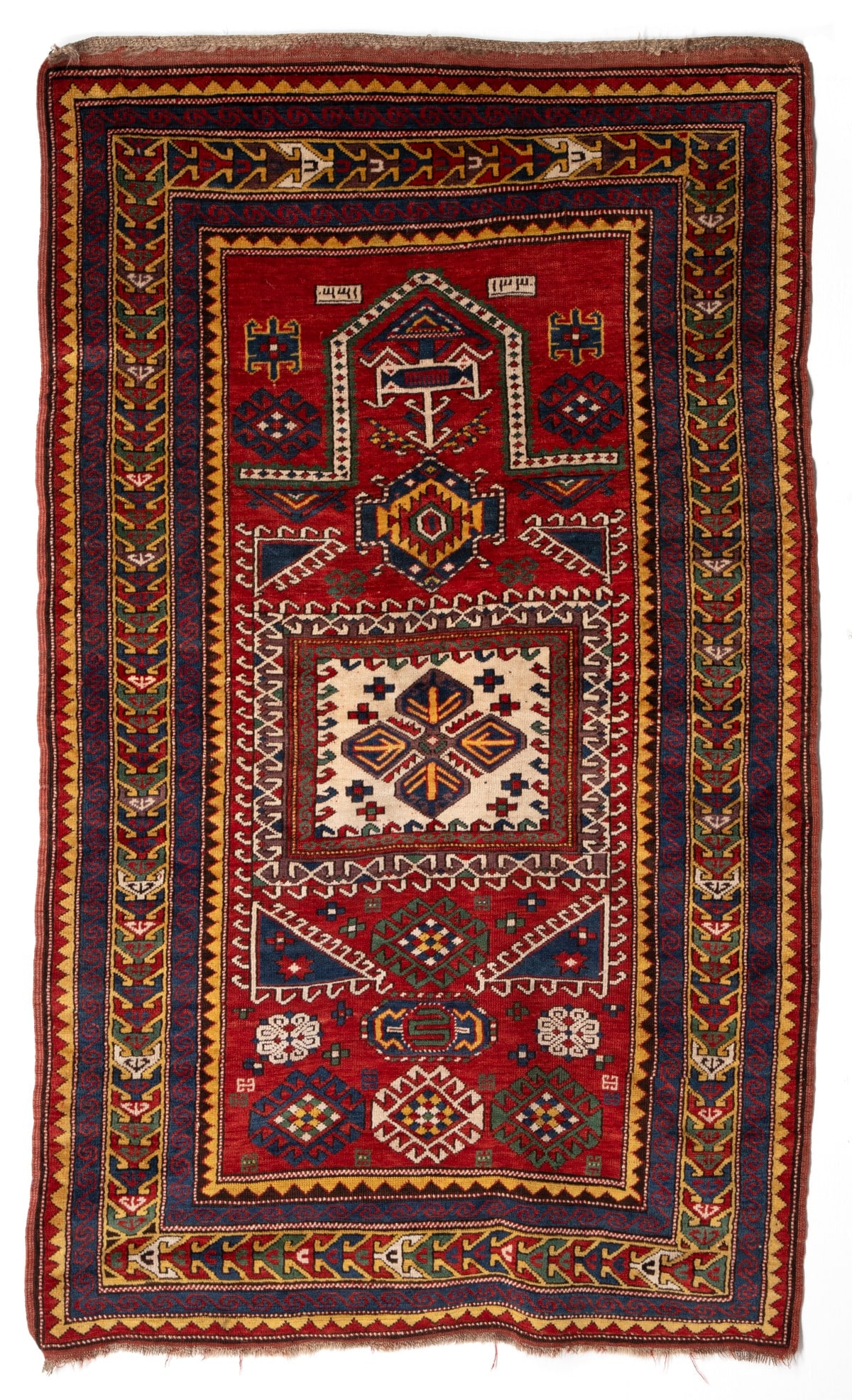 A FACHRALO KAZAK PRAYER RUG, DATED AH1330/1911AD (1 of 16)