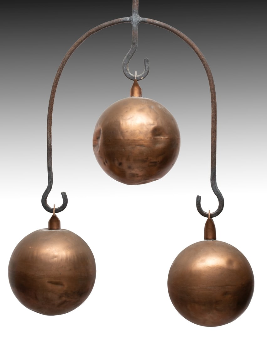 A FORGED IRON AND COPPER BALL PAWN SHOP TRADE SIGN: Measures 45 x 22 x 8 inches. Without proof of exemption, be aware that internet sales tax applies to all Internet transactions and local sales tax may apply to local pick-up transactions. We happily p