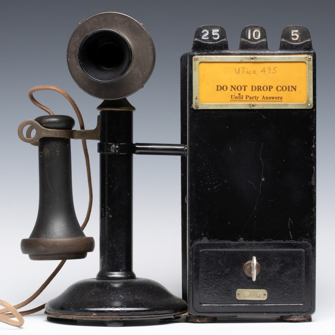 GRAY TELEPHONE CANDLESTICK PHONE WITH PAY STATION (1 of 4)