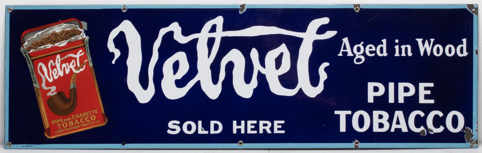 VELVET TOBACCO PORCELAIN ENAMEL ADVERTISING SIGN (1 of 2)