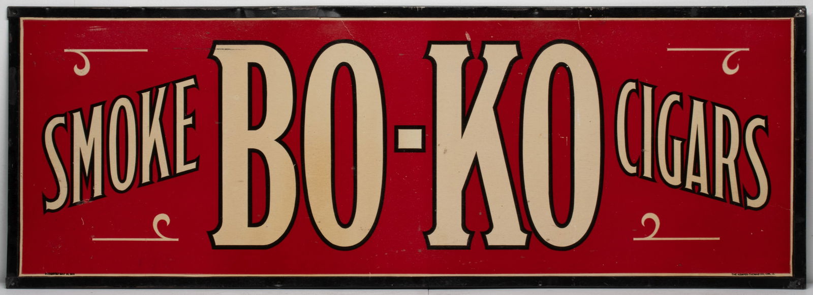 TIN FRAME FIBER BOARD SIGN FOR BO-KO CIGARS CIRCA 1900 (1 of 3)