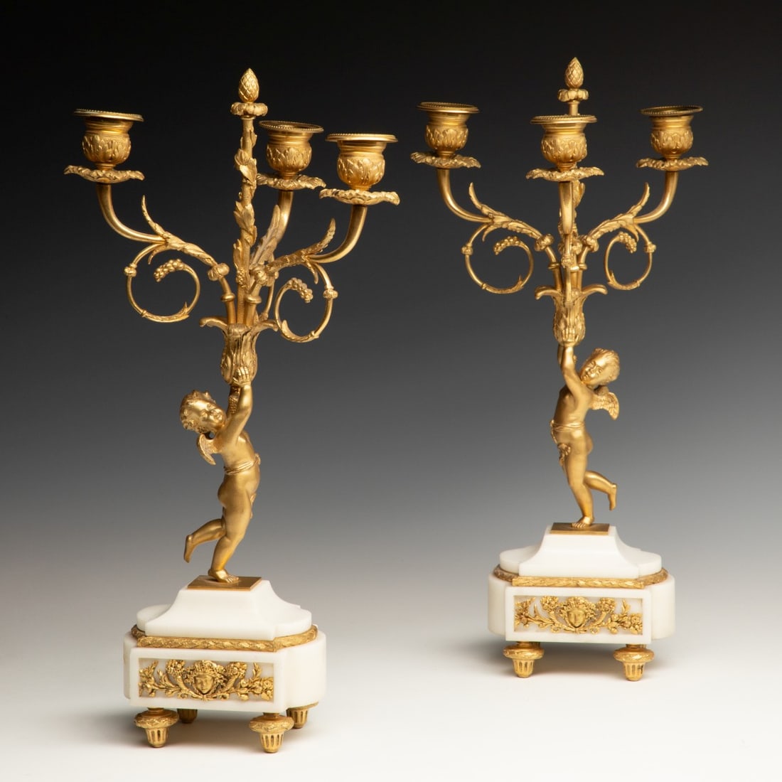 LATE 19TH C. LOUIS XVI ORMOLU AND MARBLE CANDELABRA (1 of 15)