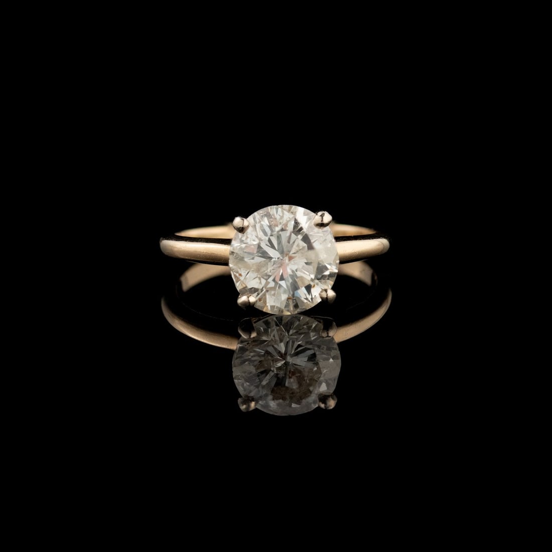 A 14K GOLD SOLITAIRE DIAMOND RING, APPROX 3.1 CARATS (1 of 5)