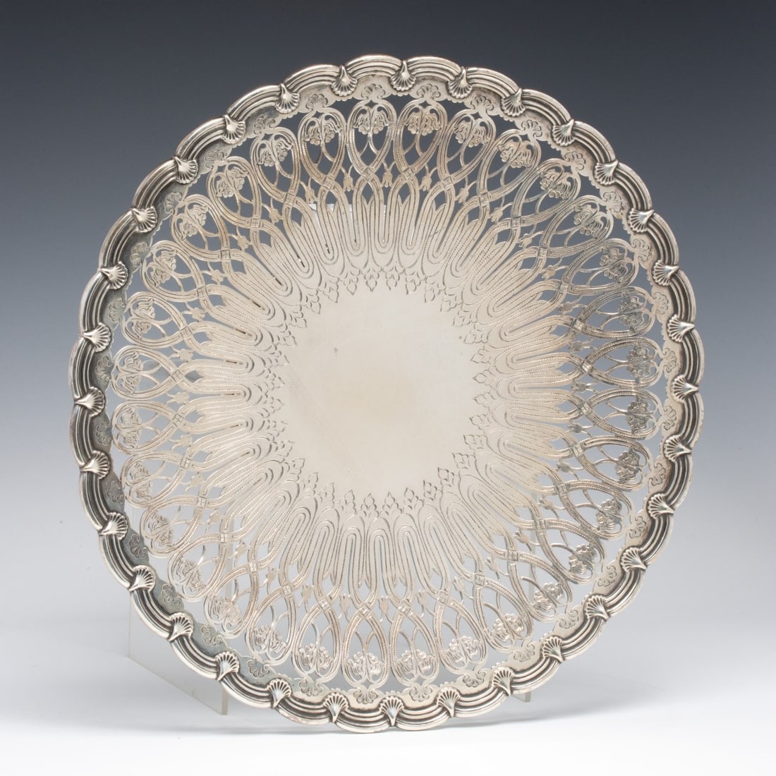 A PIERCED AND HAND ENGRAVED TIFFANY & CO FOOTED TRAY (1 of 11)