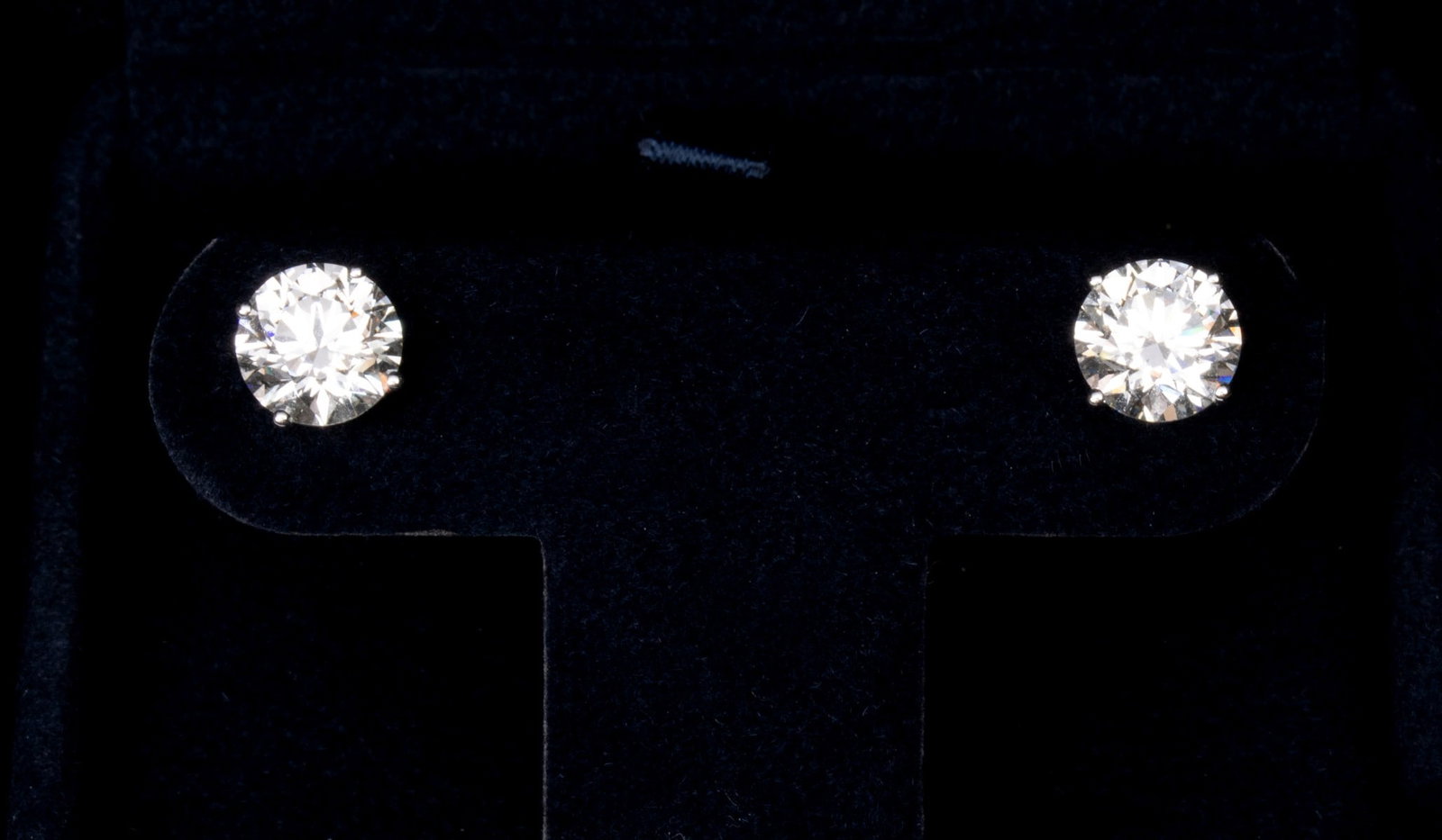 A PAIR OF 14K GOLD LAB-GROWN DIAMONDS, 4.0 CTW: The post earrings with a pair or round brilliant lab diamonds, settings stamped 14k, includes EGL USA certificate. Diamonds measure 2.0 carats each, total weight 2.1 grams. Without proof of exemption,