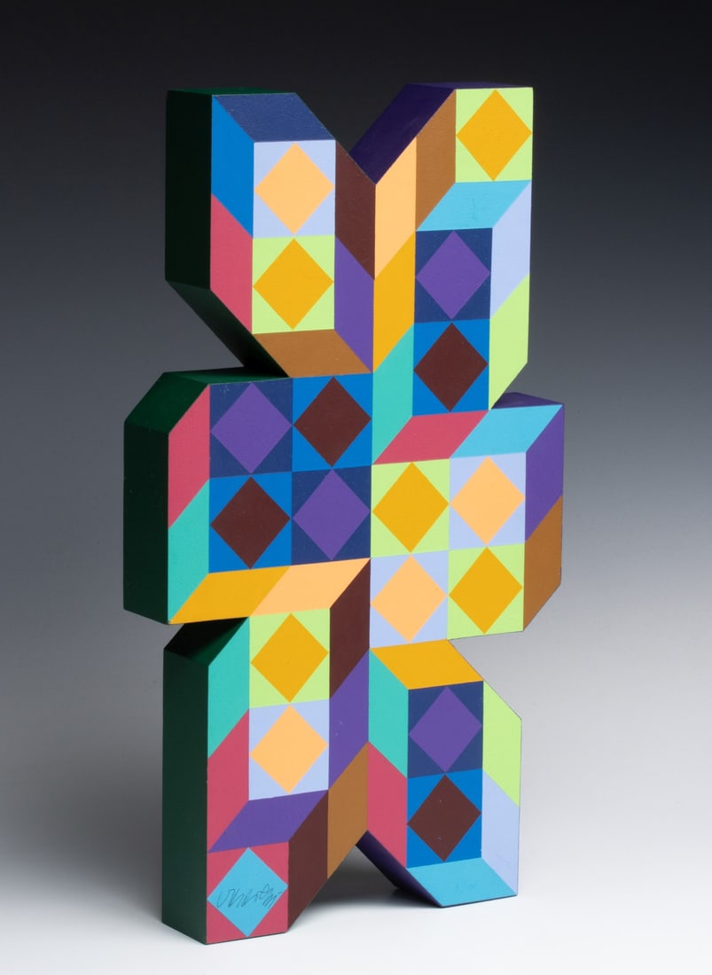 VICTOR VASARELY (1906-1997) ACRYLIC ON WOOD SCULPTURE (1 of 19)