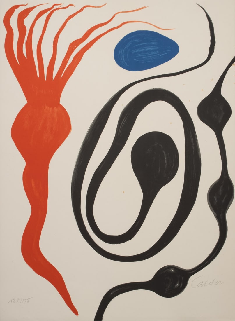 ALEXANDER CALDER (1898-1976) PENCIL SIGNED LITHOGRAPH: Alexander Calder (1898-1976) Octopus from Our Unfinished Revolution 1976 The lithograph in colors, numbered 128 in an edition of 175 prints, is signed by the artist in pencil below the image lower rig