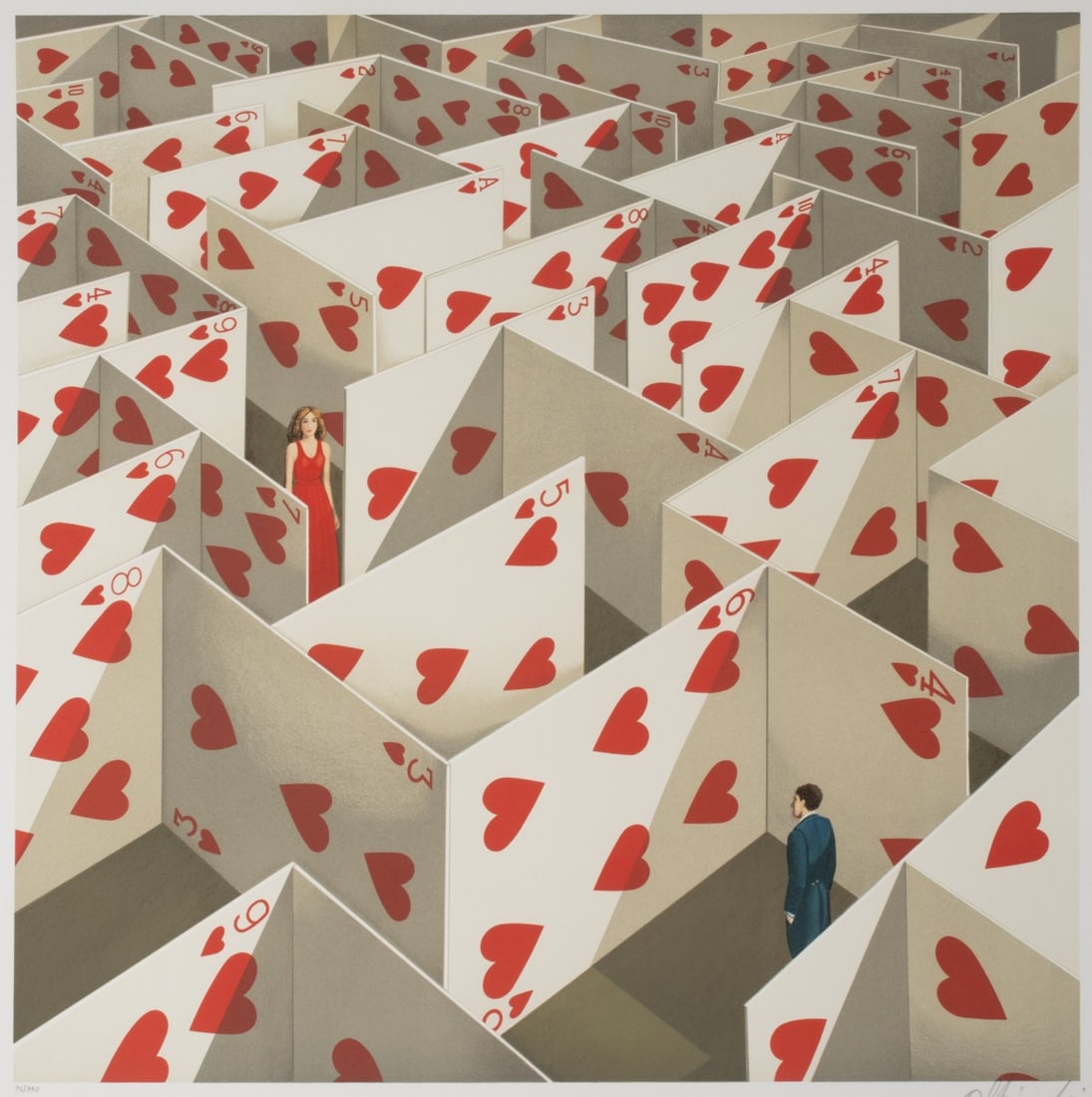 RAFAL OLBINSKI (B. 1943) PENCIL SIGNED LITHOGRAPH: Rafal Olbinski (Born 1943) Illusive Specificity of Random Compliments The color lithograph, numbered 32 in an edition of 350 prints, is signed by the artist in pencil below the image lower right.