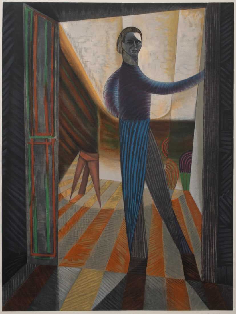 VICTOR VASARELY (1906-1997) PENCIL SIGNED LITHOGRAPH: Victor Vasarely (1906-1997) Self Portrait in Studio 1985 The lithograph printed on Arches watermarked paper in an edition of 250 prints is signed by the artist in pencil lower right and titled