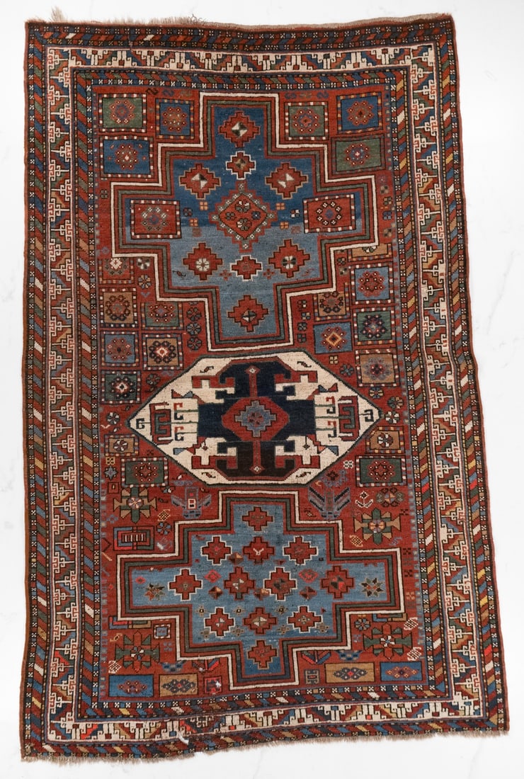 KAZAK TRIPLE MEDALLION RUG, LATE 19th CENTURY (1 of 13)