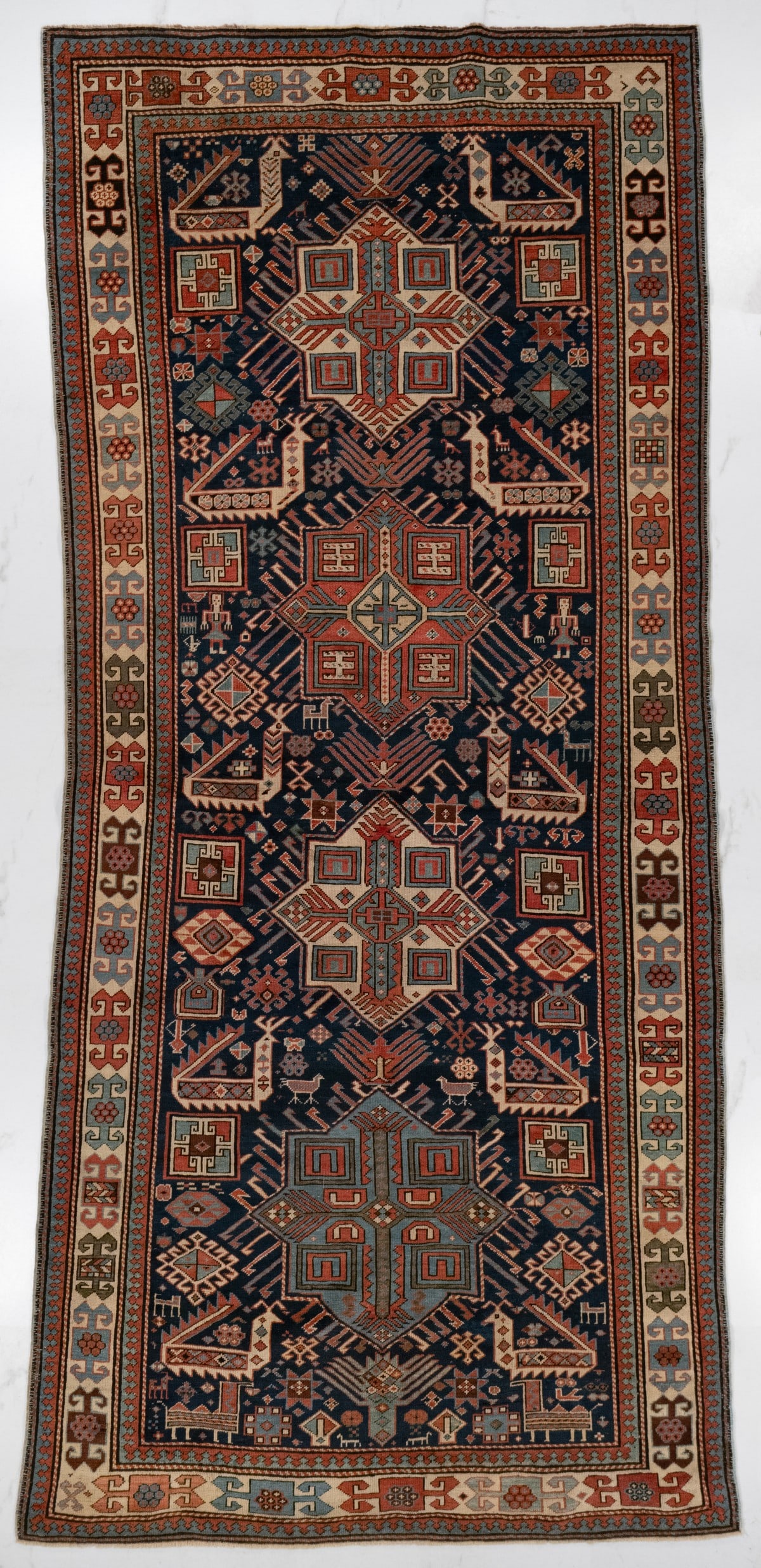 A FINE AKSTAFA LONG RUG, CIRCA 1880 (1 of 16)