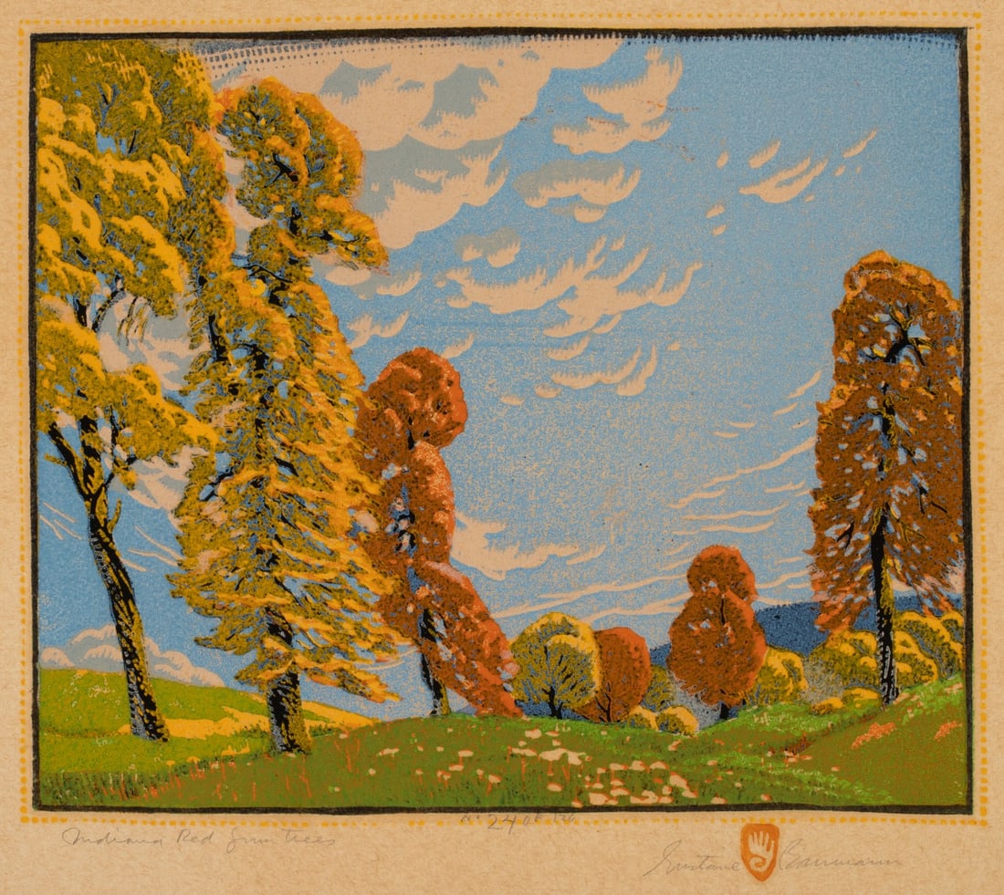 GUSTAVE BAUMANN PENCIL SIGNED WOODCUT IN COLORS (1 of 14)