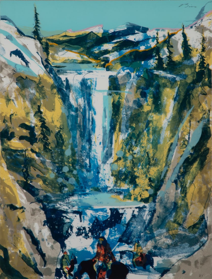 EARL BISS (1947-1998) PENCIL SIGNED SERIGRAPH: Earl Biss, Jr (1947-1998) Walking Upon the Thundering Waters 1983 The large format image is signed by Earl Biss in pencil on the image upper right, dated 83 for 1983 lower right and numbered 18 from a