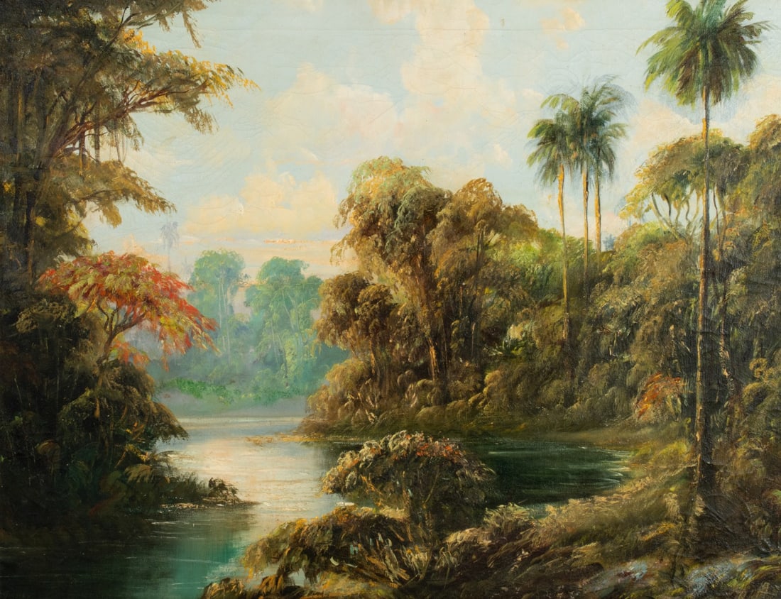 REGIS FRANCOIS GIGNOUX (1816-1882) TROPICAL LANDSCAPE (1 of 12)