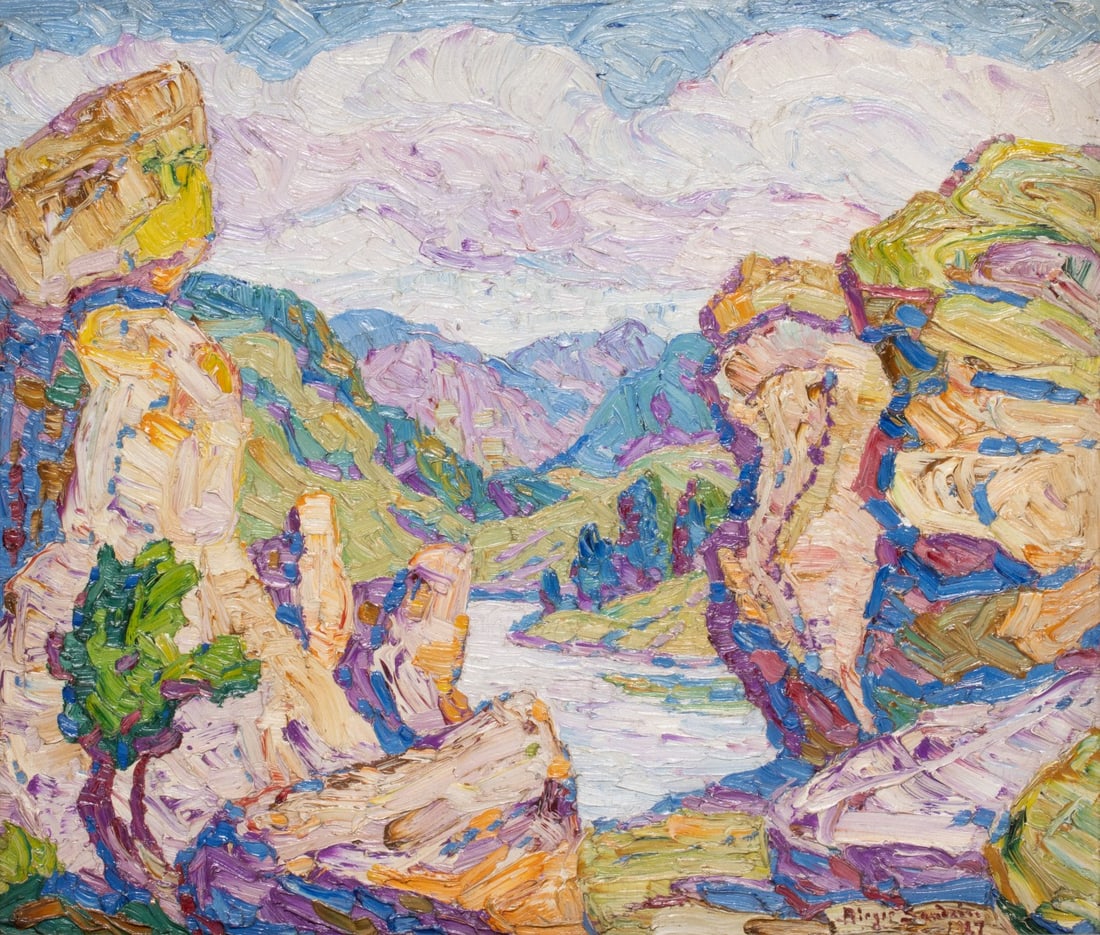 BIRGER SANDZEN (1871-1954) OIL ON ARTIST'S BOARD 1927 (1 of 17)