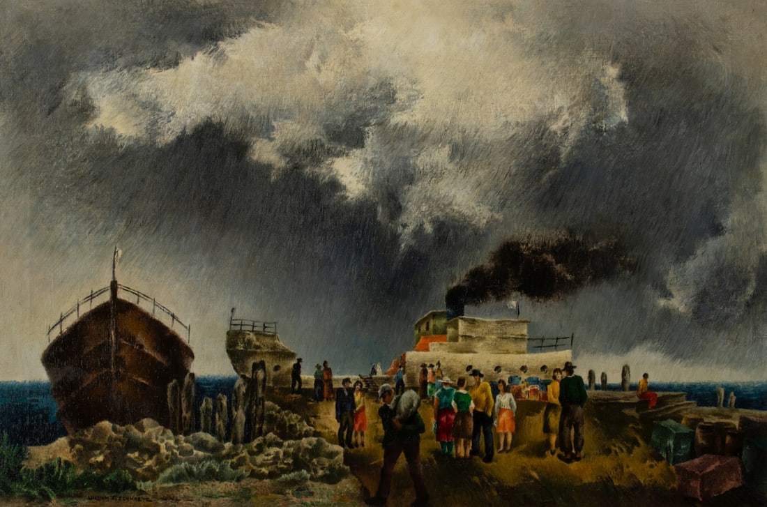 WILLIAM SCHWARTZ (1896-1977) NEW DEAL ERA OIL ON CANVAS (1 of 17)