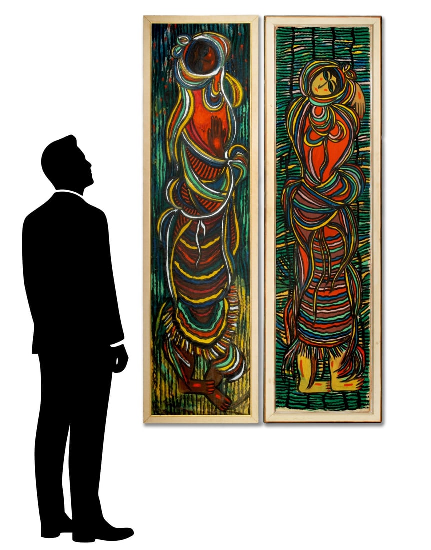 HASSAN GAHEMI (IRANIAN 1933-2016) OIL ON CLOTH (TWO) (1 of 18)