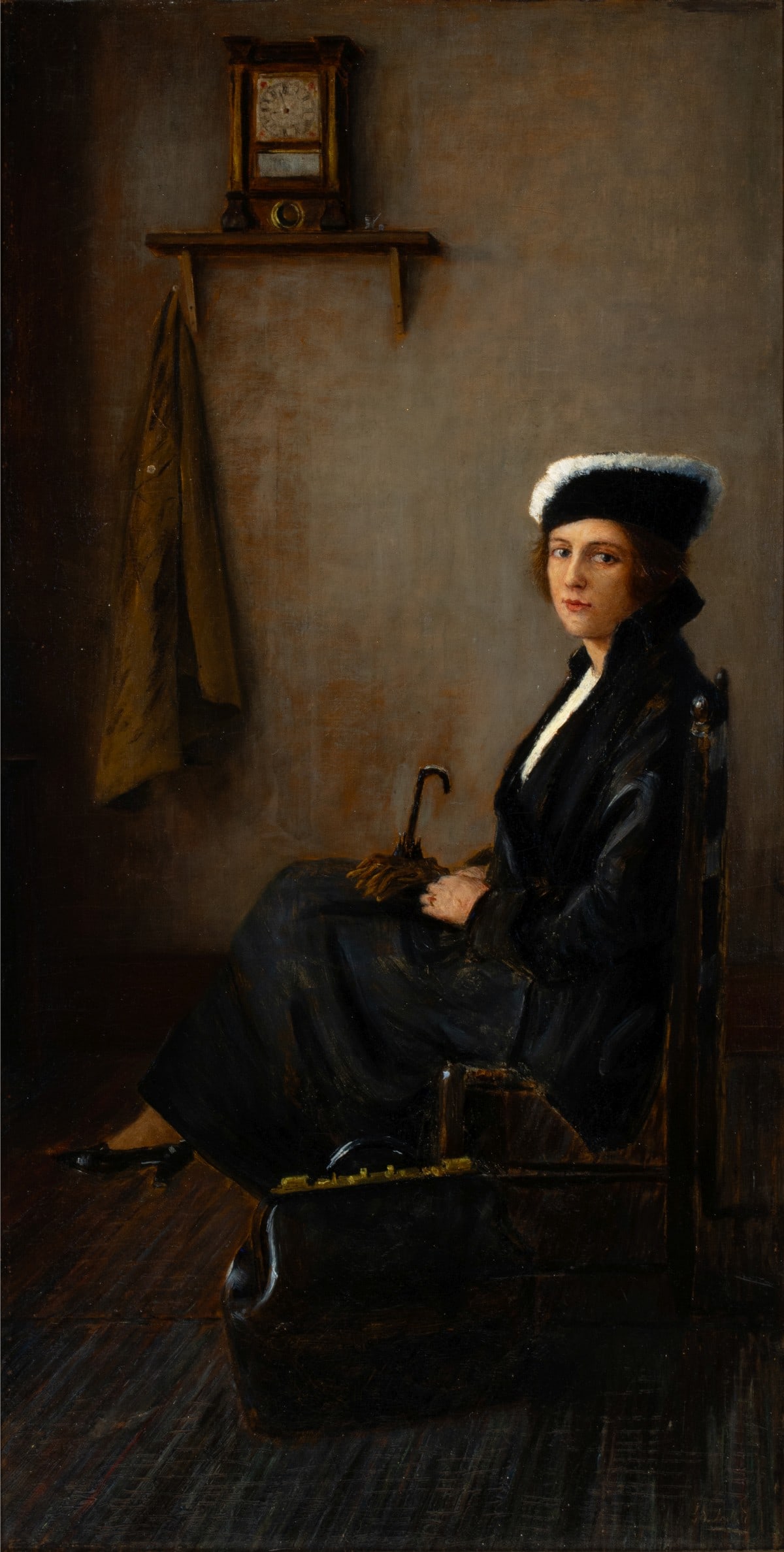 GEORGE VAN MILLETT (1864-1953) EXHIBITED OIL ON CANVAS: George Van Millett (1864-1953) Anticipation (Alternately 'Ambition') Circa 1920 This portrait of the artist's daughter Elizabeth is signed lower right and, according to a label verso, was .''exhibited
