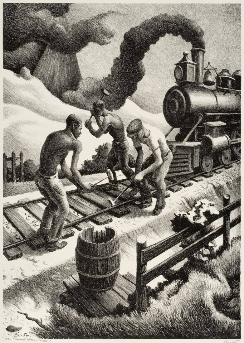THOMAS HART BENTON (1889-1975) PENCIL SIGNED LITHOGRAPH (1 of 15)