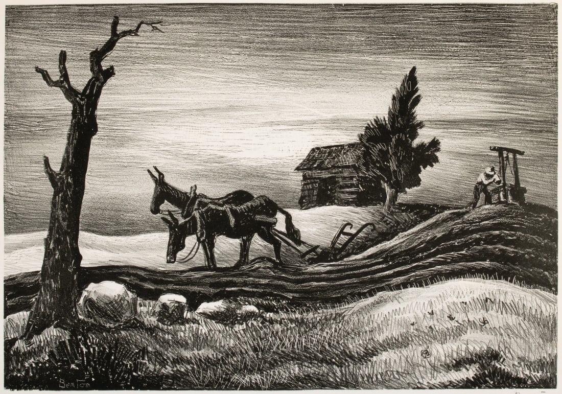 THOMAS HART BENTON (1889-1975) PENCIL SIGNED LITHOGRAPH (1 of 14)
