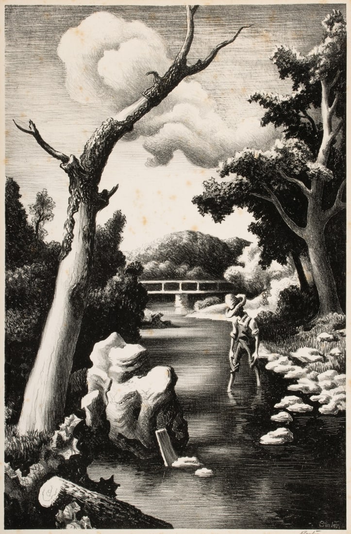 THOMAS HART BENTON (1889-1975) PENCIL SIGNED LITHOGRAPH (1 of 13)