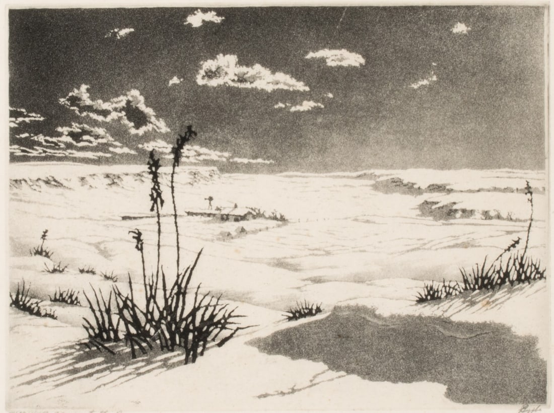 LYMAN BYXBE (1886-1980) RARE PENCIL SIGNED AQUATINT (1 of 6)