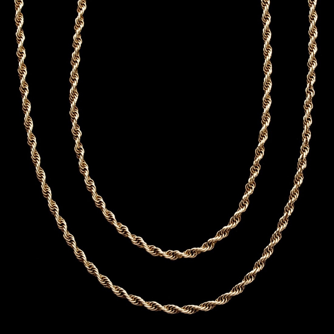 A 14K GOLD DOUBLE STRAND ROPE-TWIST NECKLACE 16 INCHES (1 of 7)