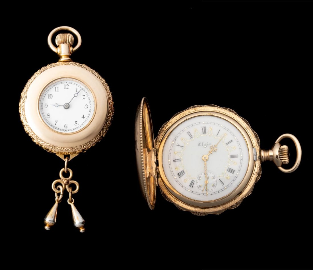 TWO LADIES' ELGIN LAPEL PENDANT WATCHES CIRCA 1915 (1 of 20)