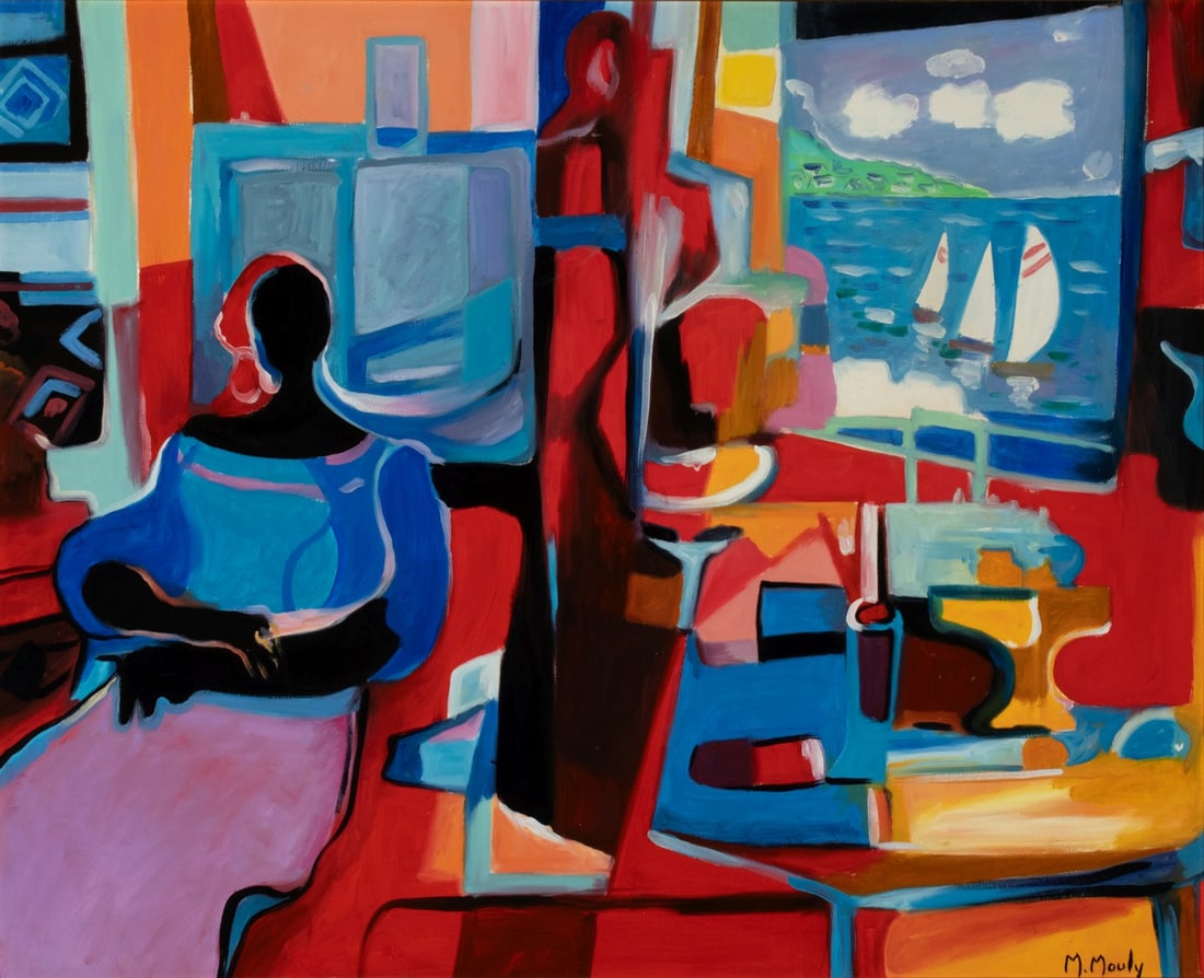 MARCEL MOULY (1918-2008) ORIGINAL OIL ON CANVAS: Marcel Mouly (1918-2008) Atelier des Cyclades 1994 This original oil on canvas from the estate of John Adair Jr., a wide ranging collector whose interests spanned a number of periods and mediums, is s