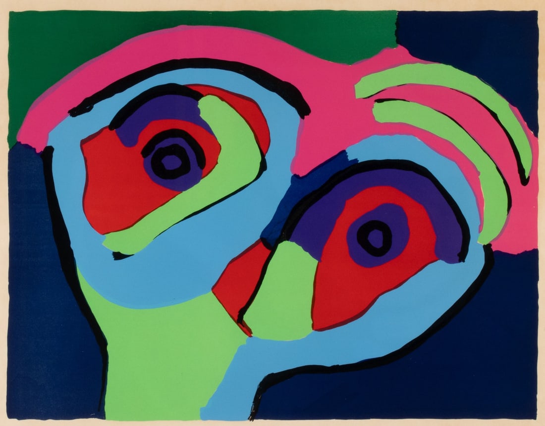 KAREL APPEL (1921-2006) PENCIL SIGNED LITHOGRAPH: Karel Christiaan Appel (1921-2006) Face 1970 The lithograph in colors, numbered 98 in an edition of 100 prints, is signed and dated by the artist in pencil below the image lower right. We CANNOT offer