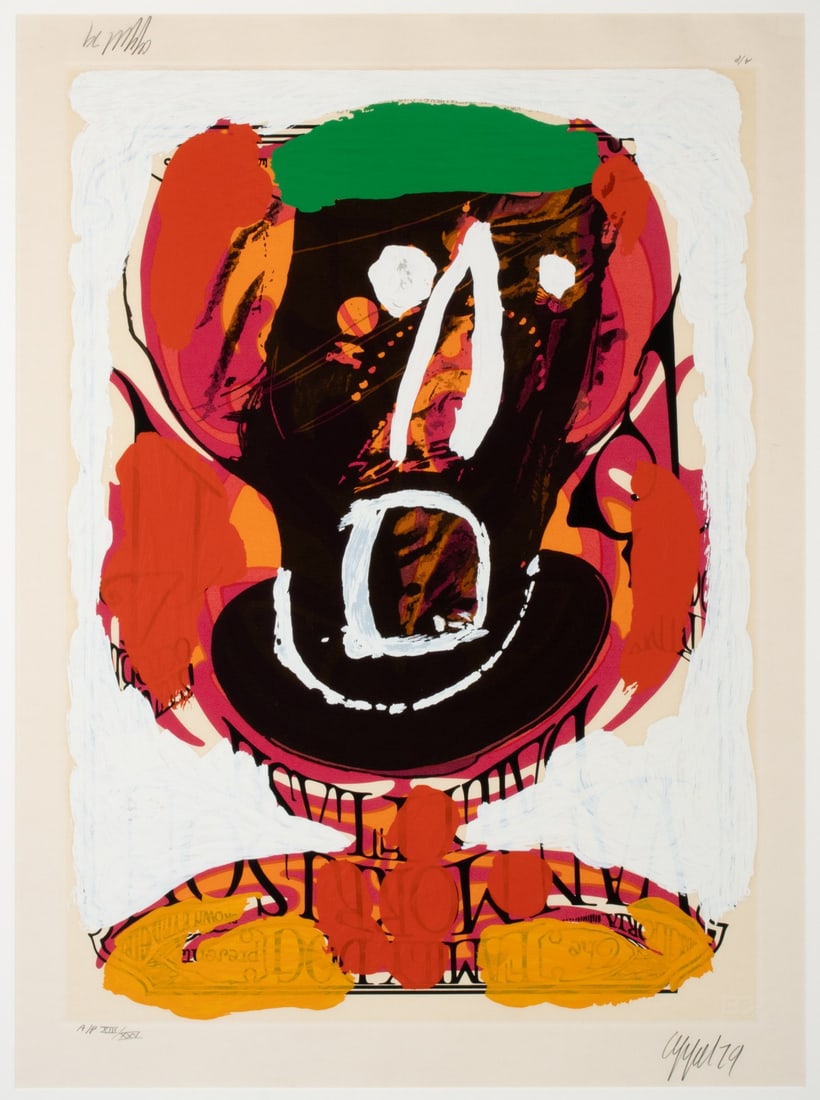 KAREL APPEL (1921-2006) PENCIL SIGNED ARTIST'S PROOF: Karel Appel (1921-2006) Sound 1979 The lithograph in colors, numbered 13 from an edition of only 25 Artist's Proofs printed aside from the main edition, is signed by the artist in pencil above and