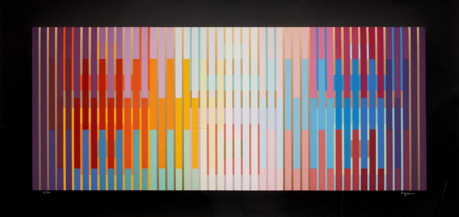 YAACOV AGAM (Born 1928) RARE LOW EDITION SERIGRAPH: Yaacov (Gibstein) Agam (Born 1928) Eternal Rainbow 1992 The serigraph, numbered 21 from an edition of only 36 prints, is signed by the artist in pencil below the image lower right. Image measures 13 x