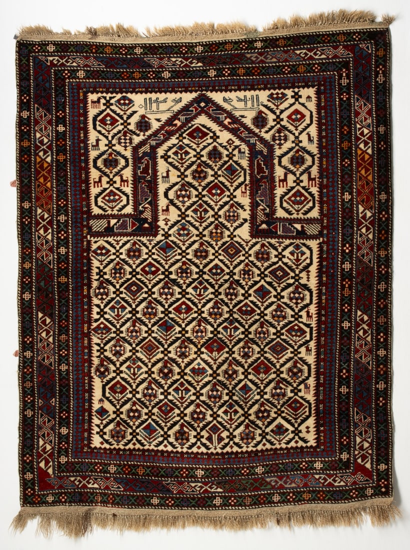 A MARASALI PRAYER RUG, DATED AH 1246/AD 1830 (1 of 15)