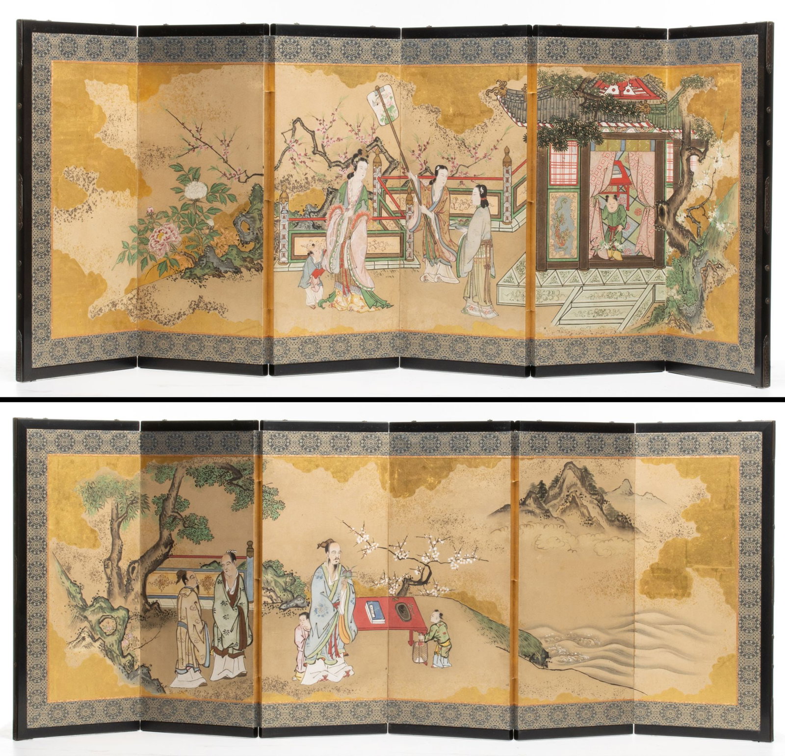 A PAIR 19TH CENT. KANO SCHOOL JAPANESE SLEEPING SCREENS (1 of 20)