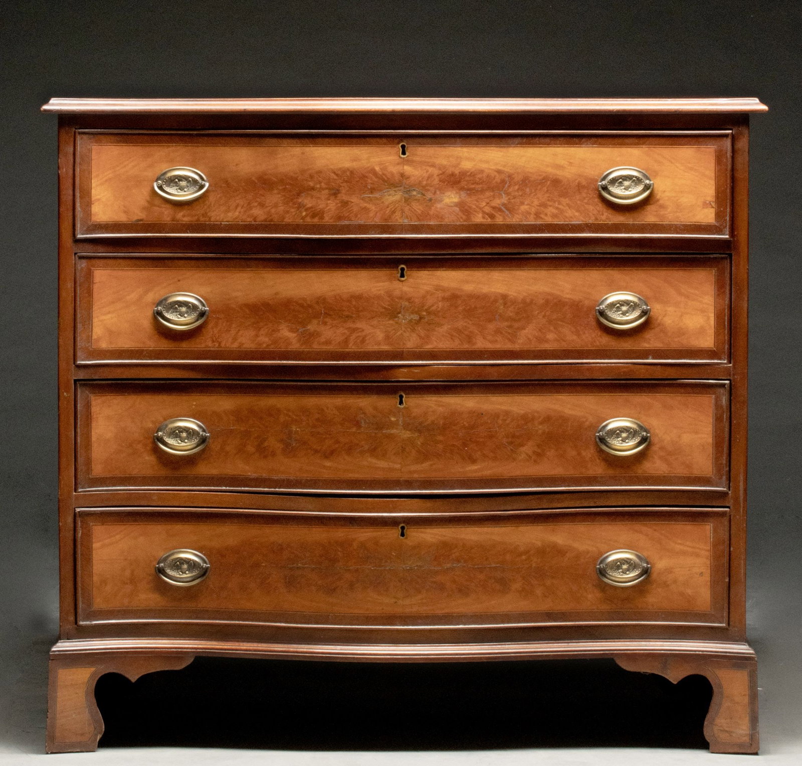 A FLAME BIRCH FEDERAL ERA CHEST ATTR NATHAN LOMBARD (1 of 8)