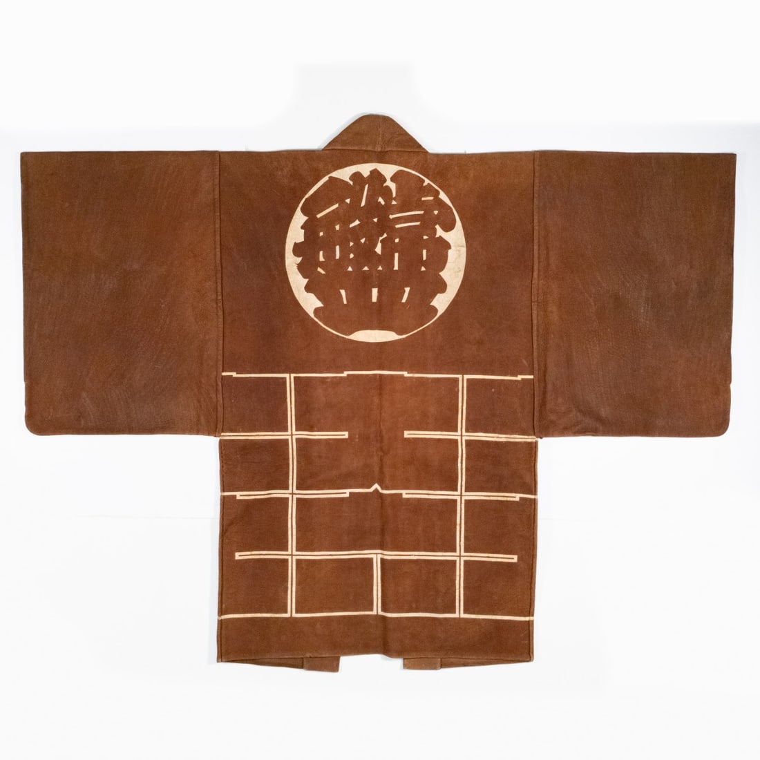 A RARE 19TH CEN PAINTED LEATHER JAPANESE FIREMAN'S COAT (1 of 3)