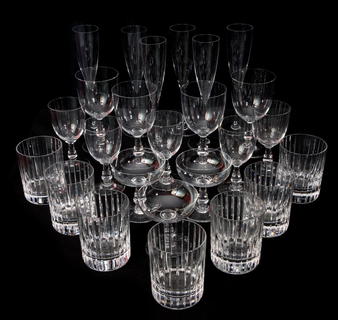 TWENTY SEVEN BACCARAT STEMS IN FIVE PATTERNS (1 of 4)