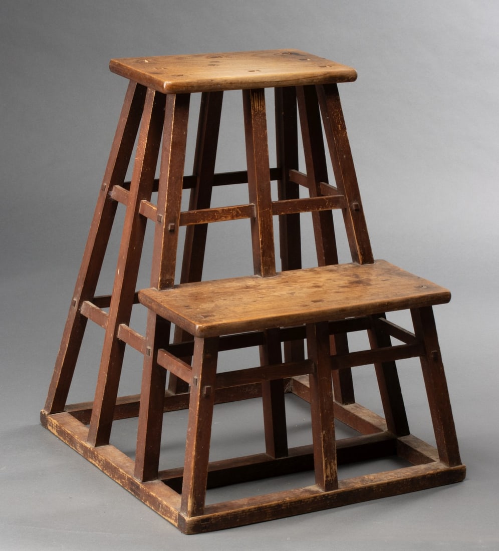 A JAPANESE MIXED WOODS STOOL WITH MAKER'S INSCRIPTION (1 of 7)
